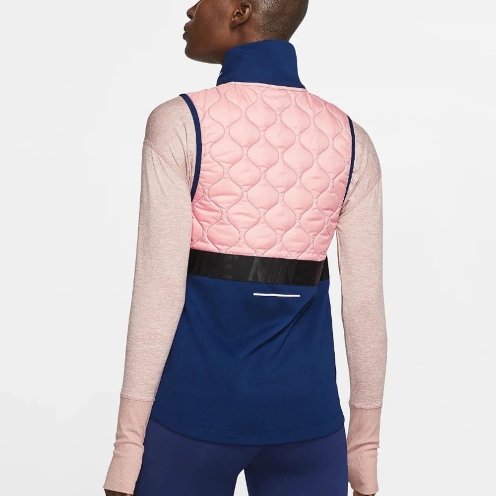 NWT Women’s Nike Aerolayer Quilted‎ Running Vest Pink Grey Navy Size Large - Picture 2 of 16
